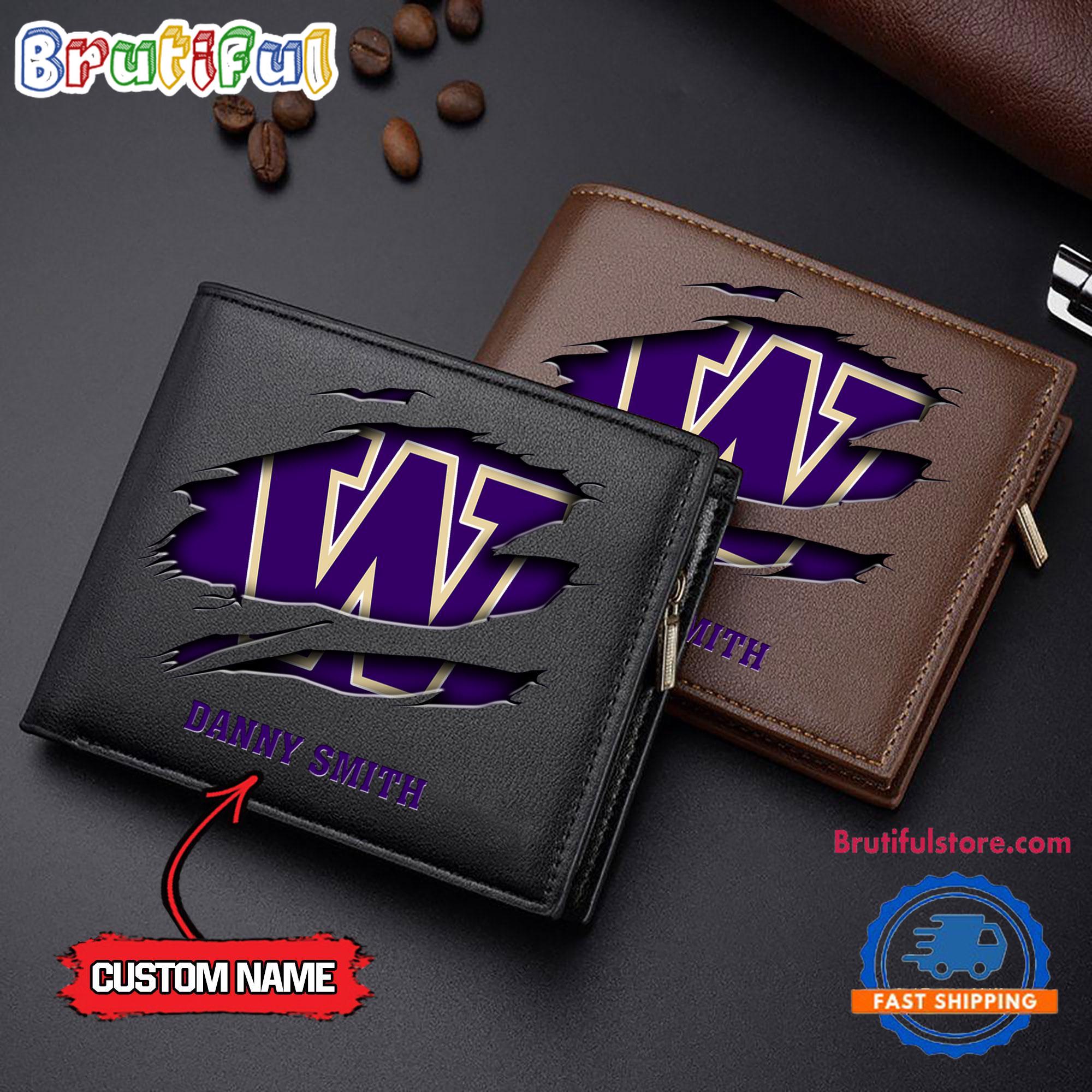 NCAA Washington Huskies Sporty Custom Men's Leather Wallet