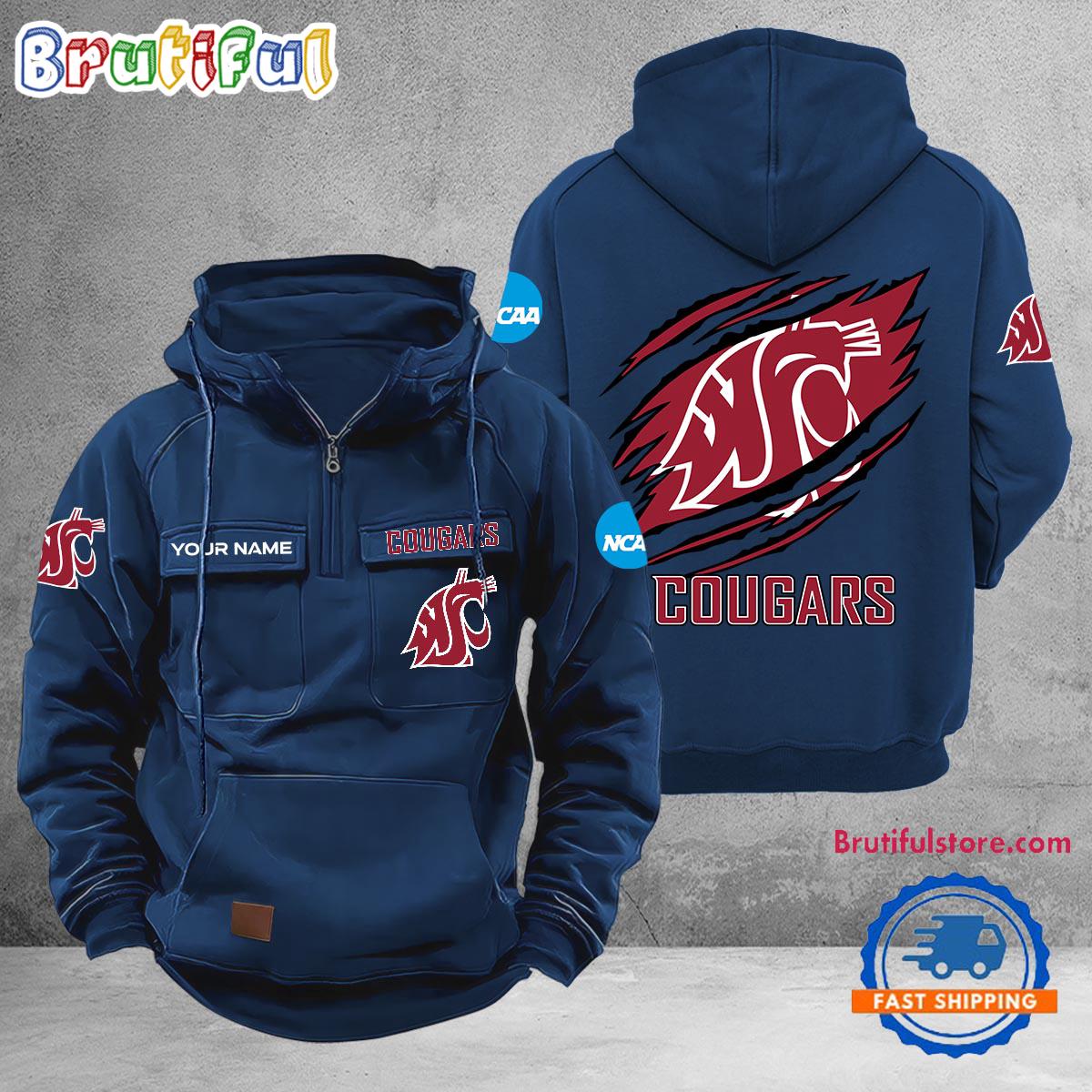 NCAA Washington State Cougars Sport Team Design Logo Name Cargo Hoodie
