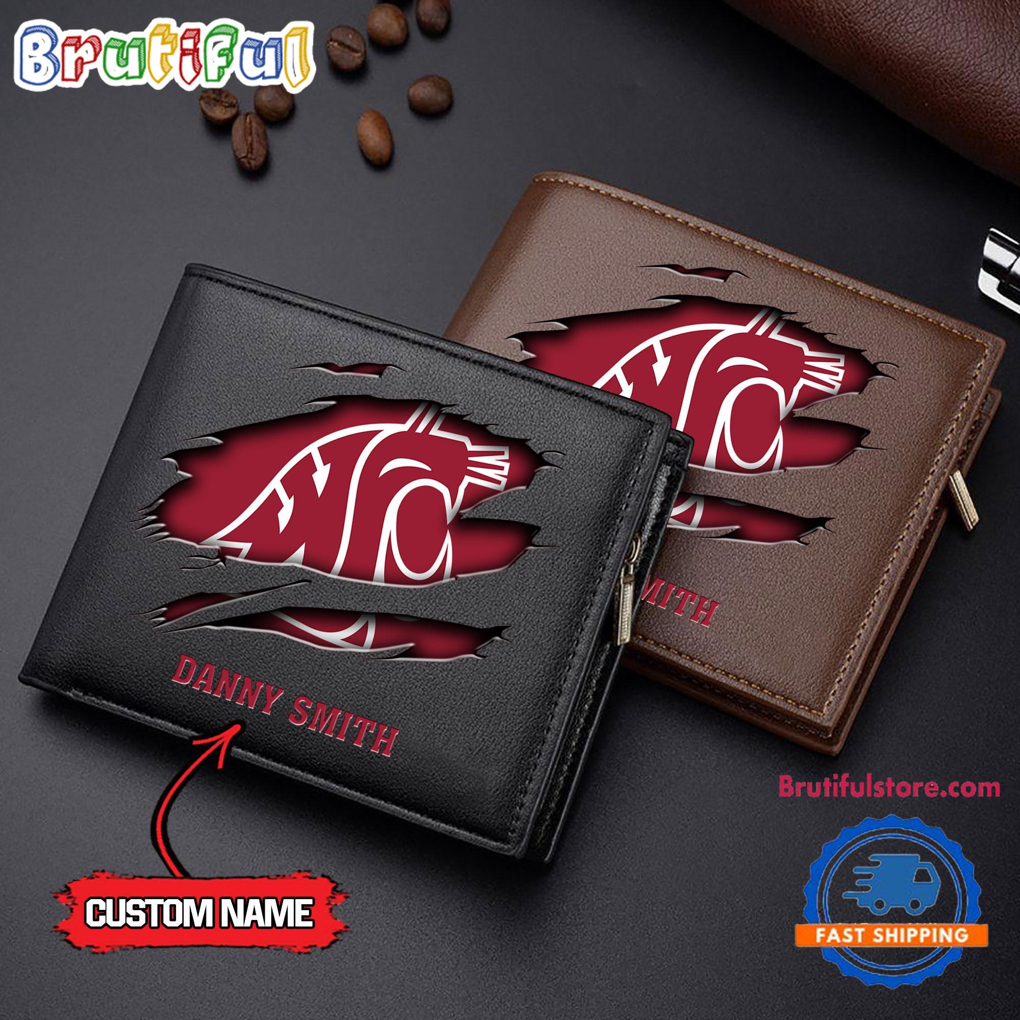 NCAA Washington State Cougars Sporty Custom Men's Leather Wallet