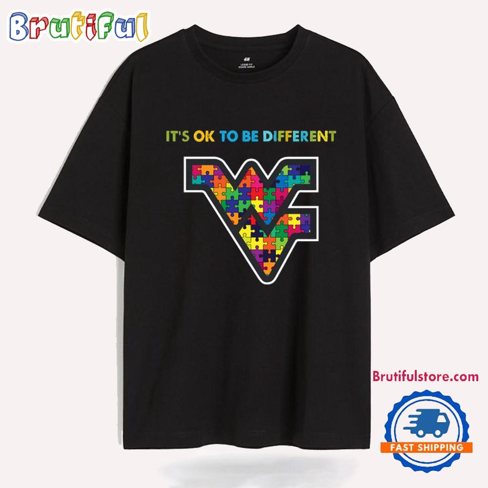 NCAA West Virginia Mountaineers Special Autism Awareness It's Ok To Be Different T-Shirt