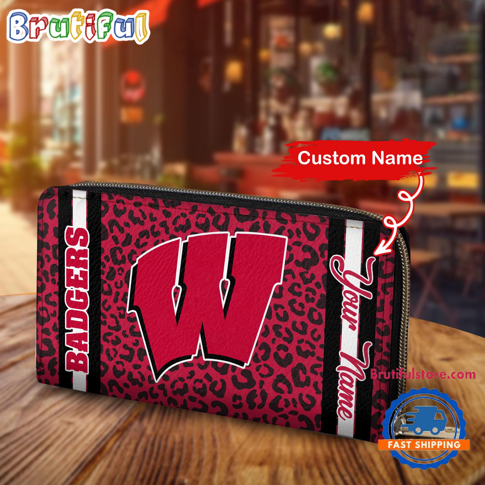 NCAA Wisconsin Badgers Leopard Women's Zip Around Wallet, Sporty Women's Wallet
