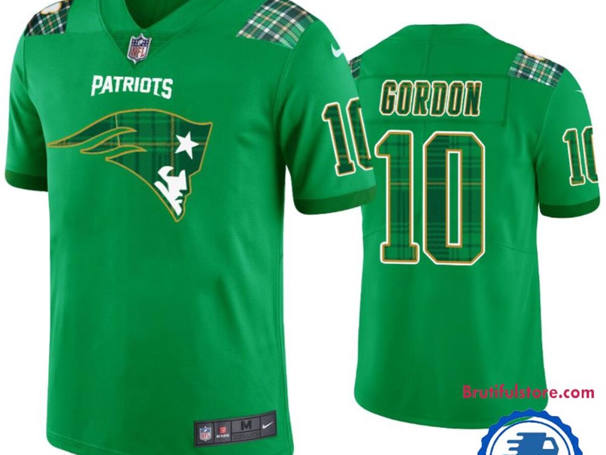 New England Patriots #10 Josh Gordon Jersey St. Patricks Day Kelly