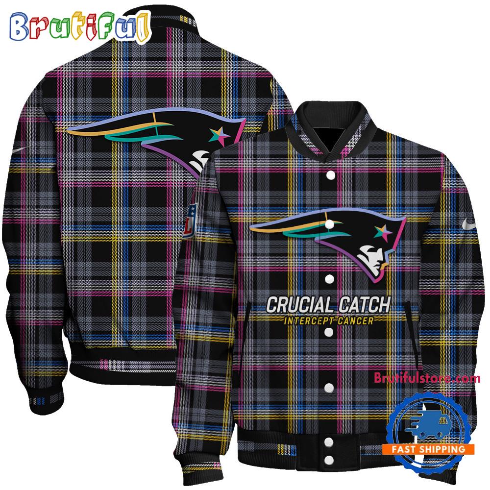 New England Patriots National Football League Crucial Catch Intercept Cancer Unisex Varsity Jacket