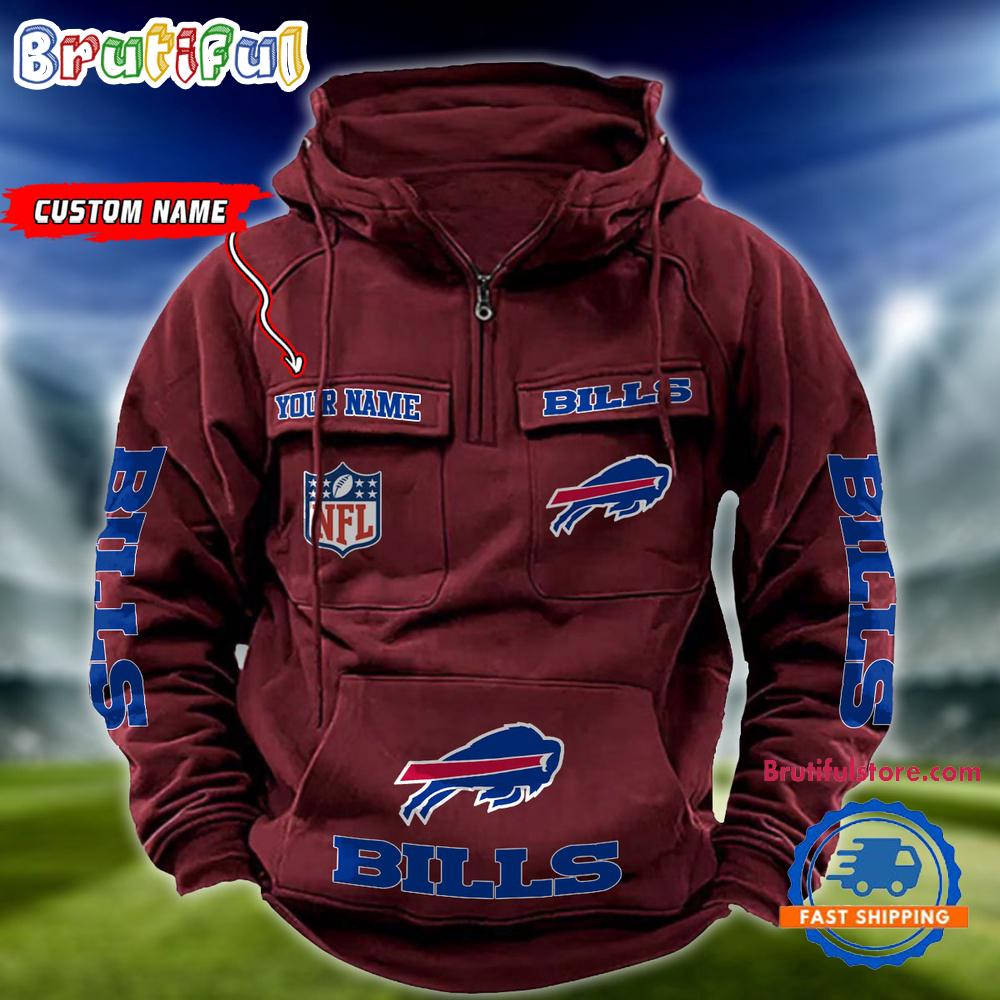 NFL Buffalo Bills Football Team Custom Name Cargo Hoodie