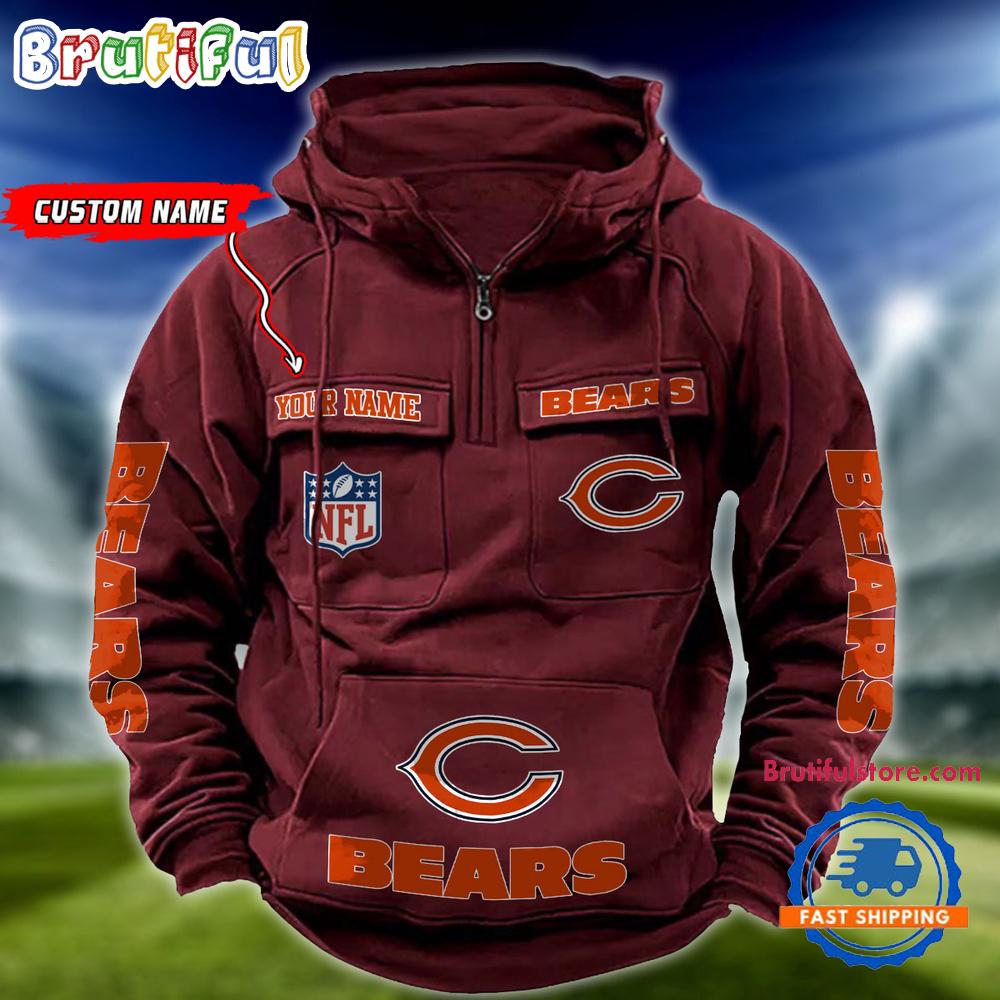 NFL Chicago Bears Football Team Custom Name Cargo Hoodie