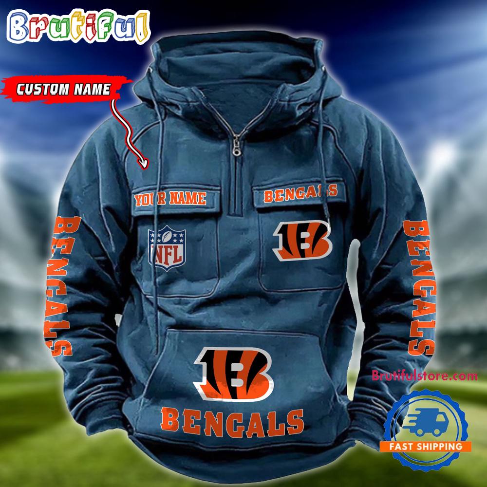 NFL Cincinnati Bengals Football Team Custom Name Cargo Hoodie