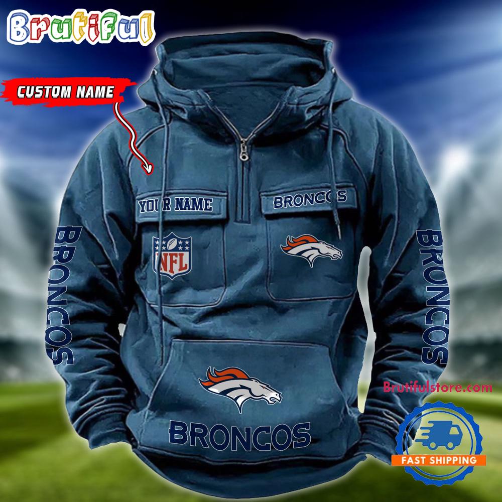 NFL Denver Broncos Football Team Custom Name Cargo Hoodie