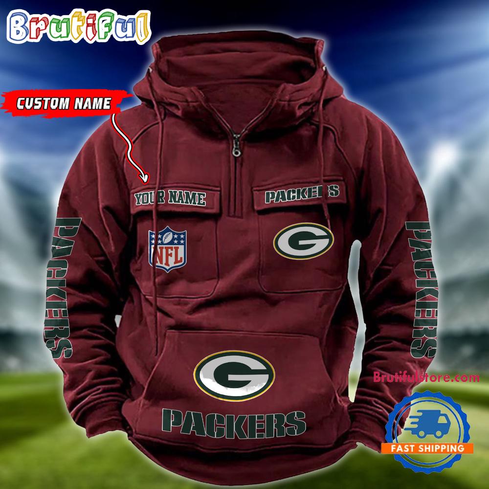 NFL Green Bay Packers Football Team Custom Name Cargo Hoodie