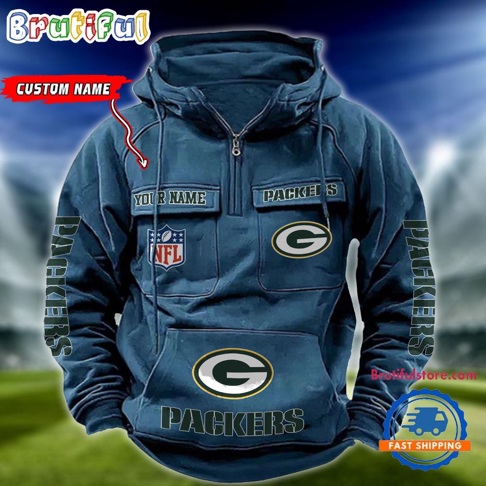 NFL Green Bay Packers Football Team Custom Name Cargo Hoodie