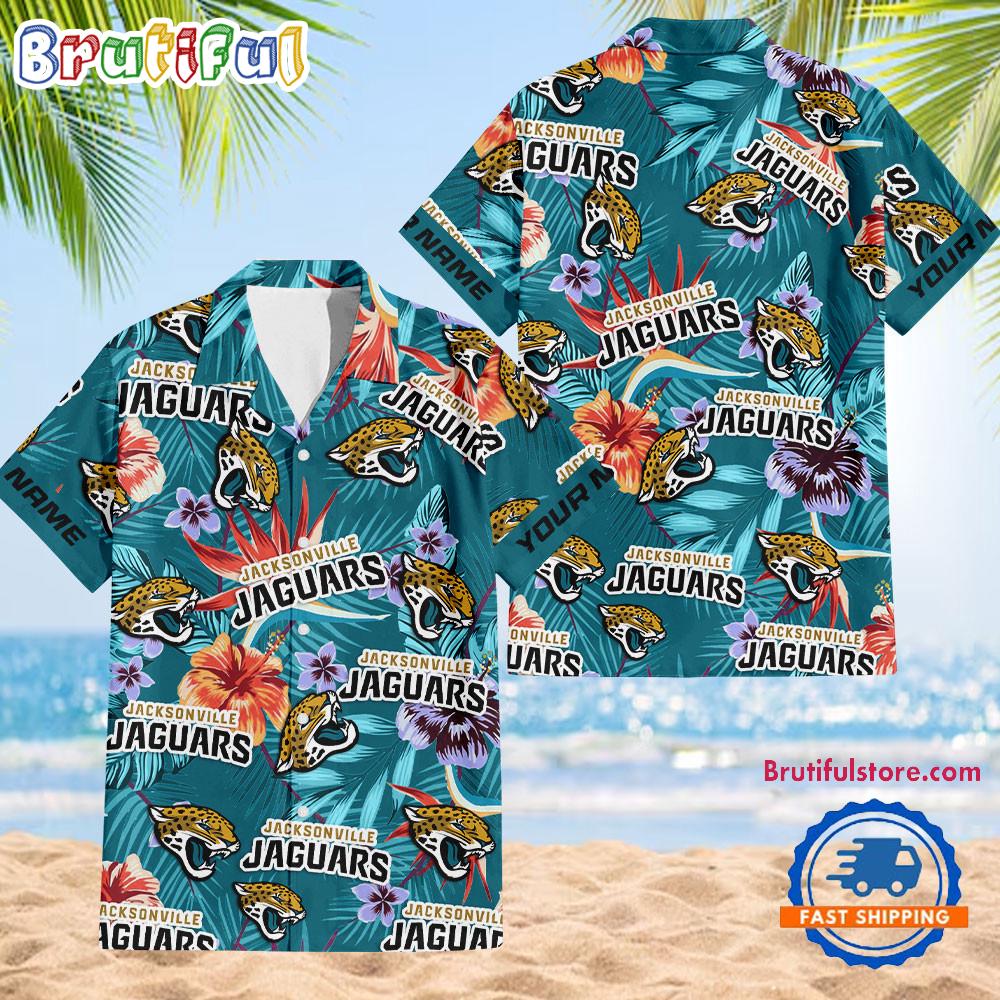 NFL Jacksonville Jaguars Football Team Flower Summer Design Hawaiian Button Shirt