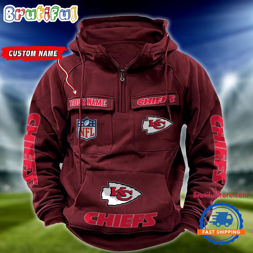 NFL Kansas City Chiefs Football Team Custom Name Cargo Hoodie