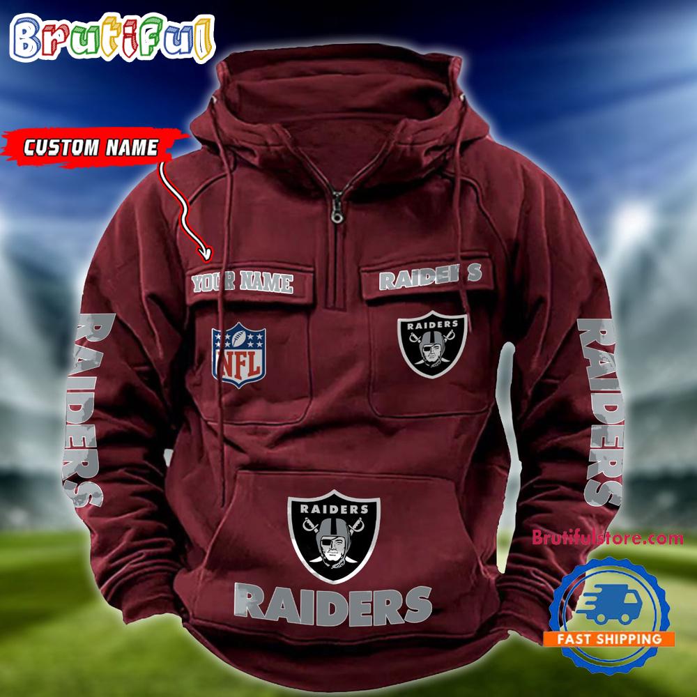 NFL Las Vegas Raiders Football Team Custom Name Cargo Hoodie
