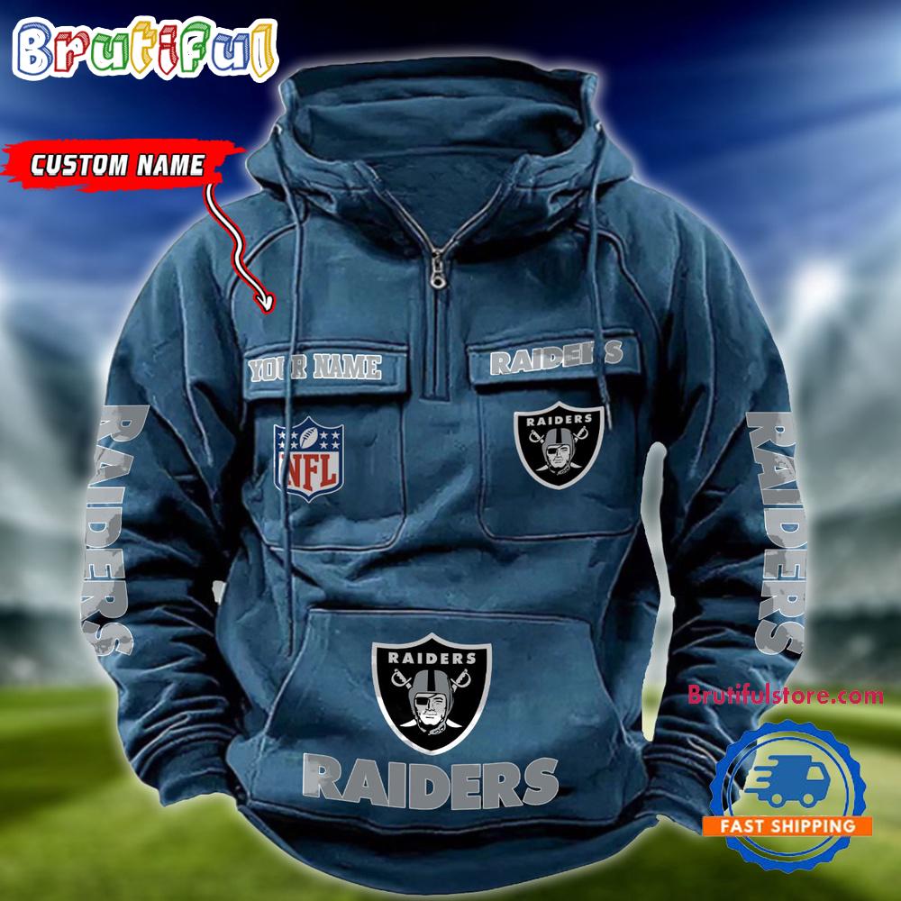 NFL Las Vegas Raiders Football Team Custom Name Cargo Hoodie