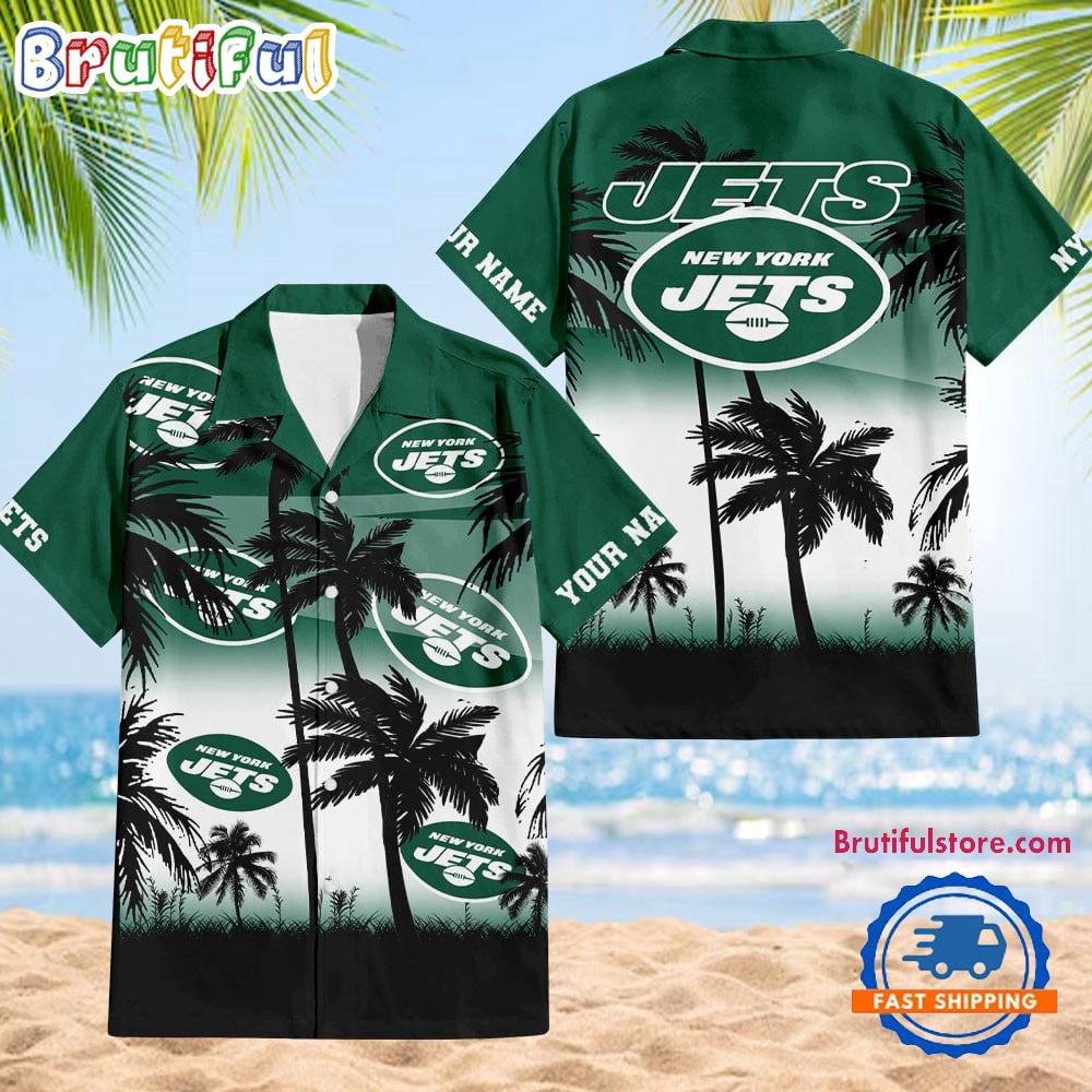 NFL New York Jets Palm Tree Summer Design Aloha Hawaiian Shirt
