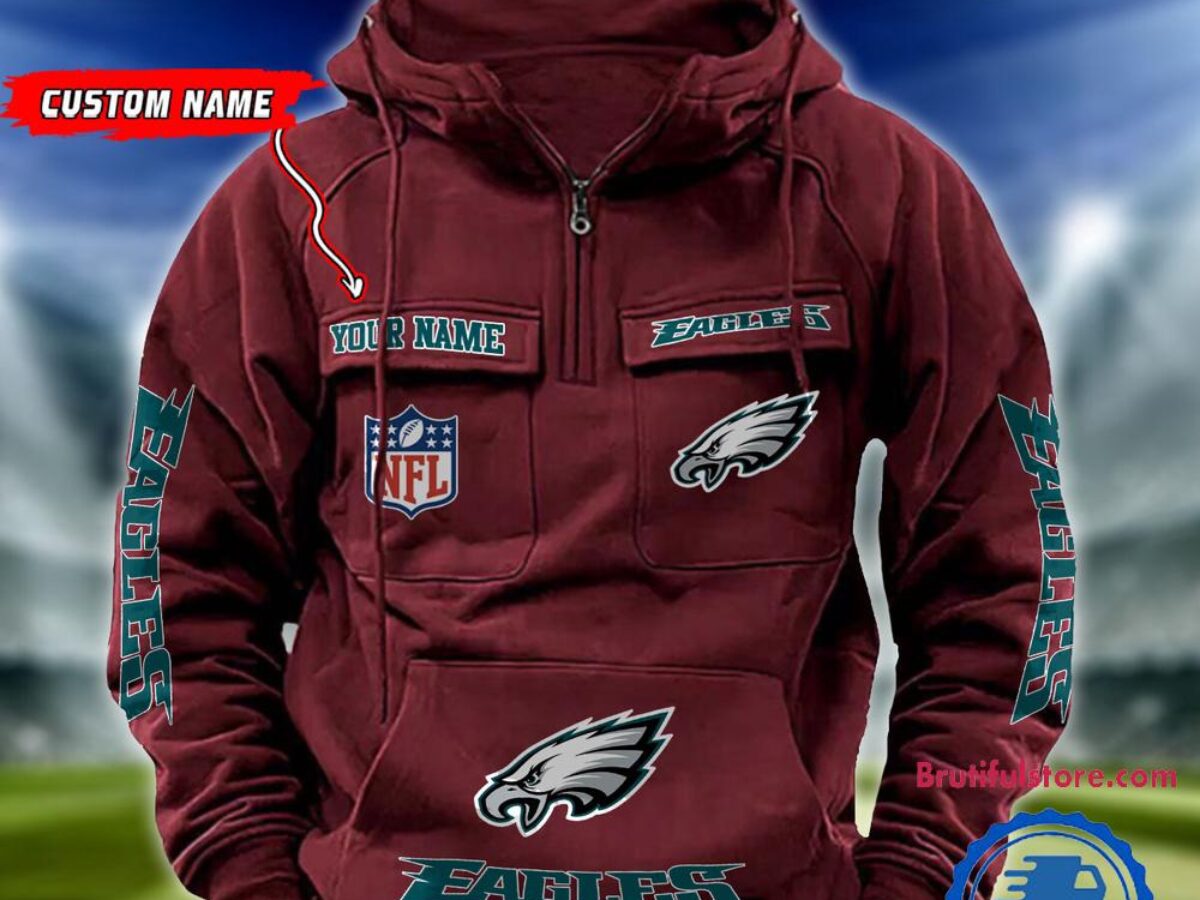 【新品未使用タグ付き】NFL PHILADELPHIA EAGLES パーカー NFL Philadelphia Eagles Football Team Custom Name Cargo Hoodie