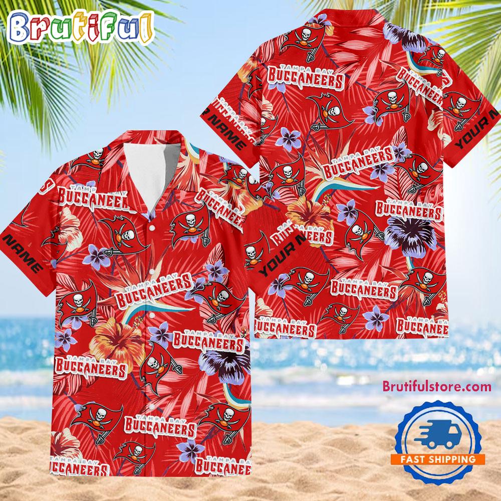 NFL Tampa Bay Buccaneers Football Team Flower Summer Design Hawaiian Button Shirt