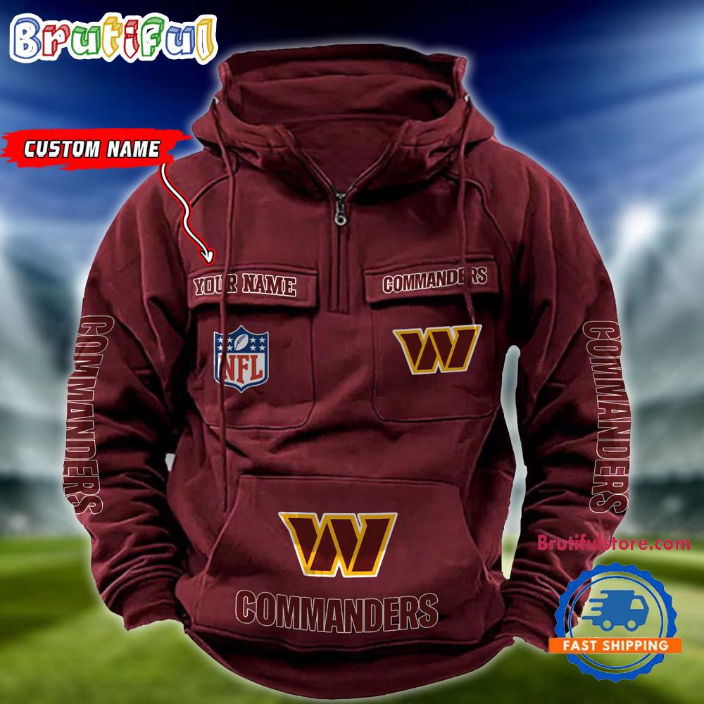 NFL Washington Commanders Football Team Custom Name Cargo Hoodie