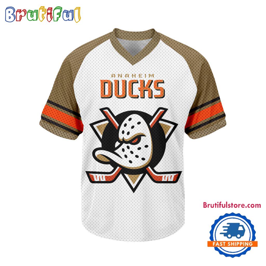 NHL Anaheim Ducks Hockey Team Design V-neck Mesh Short Sleeve Jersey
