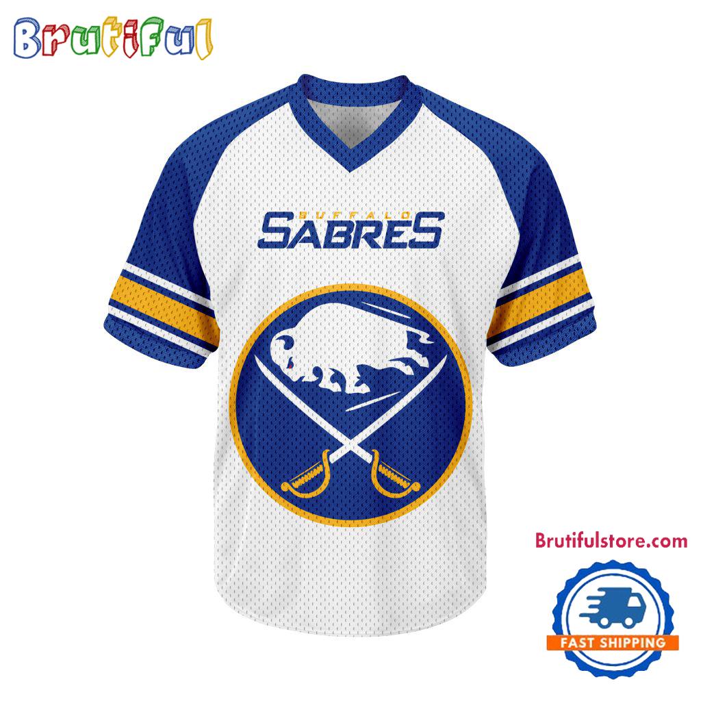 NHL Buffalo Sabres Hockey Team Design V-neck Mesh Short Sleeve Jersey