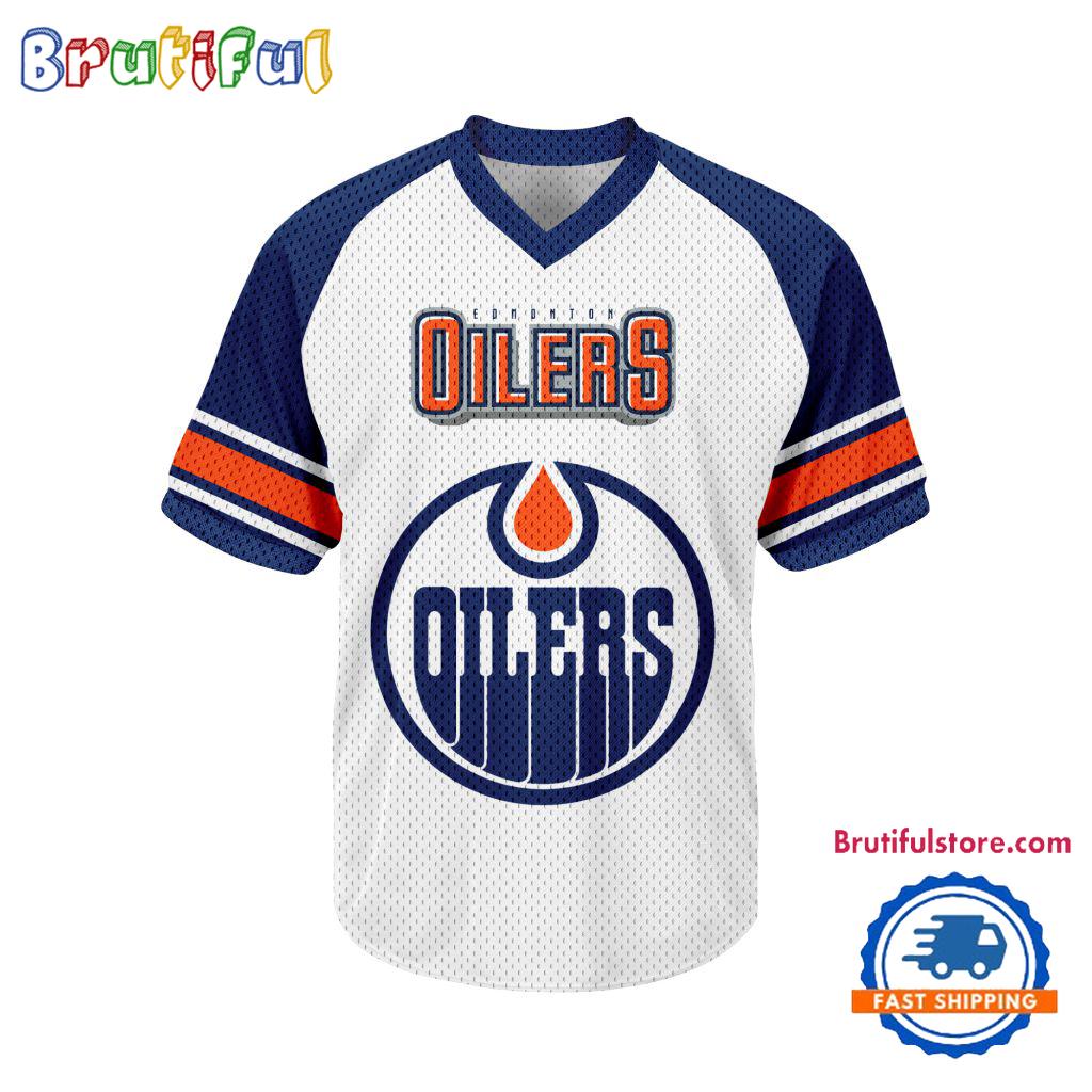NHL Edmonton Oilers Hockey Team Design V-neck Mesh Short Sleeve Jersey