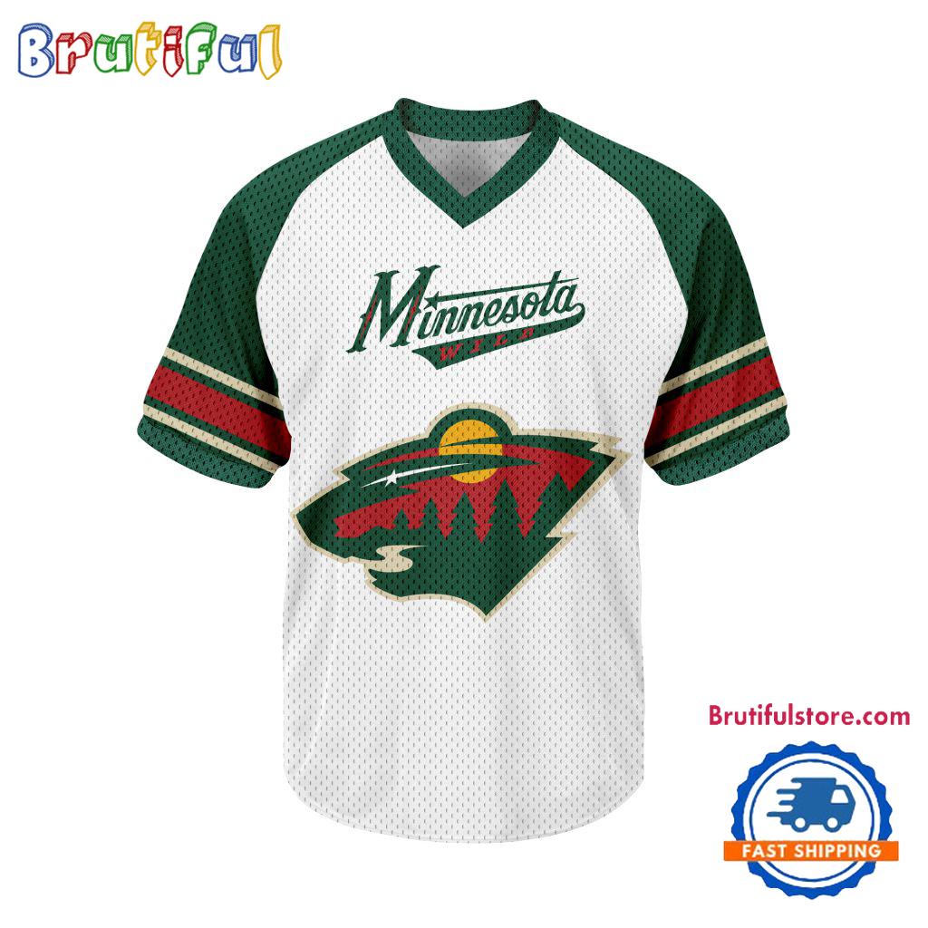 NHL Minnesota Wild Hockey Team Design V-neck Mesh Short Sleeve Jersey