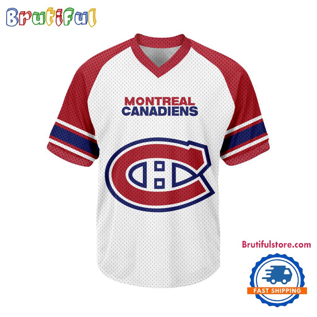 NHL Montreal Canadiens Hockey Team Design V-neck Mesh Short Sleeve Jersey