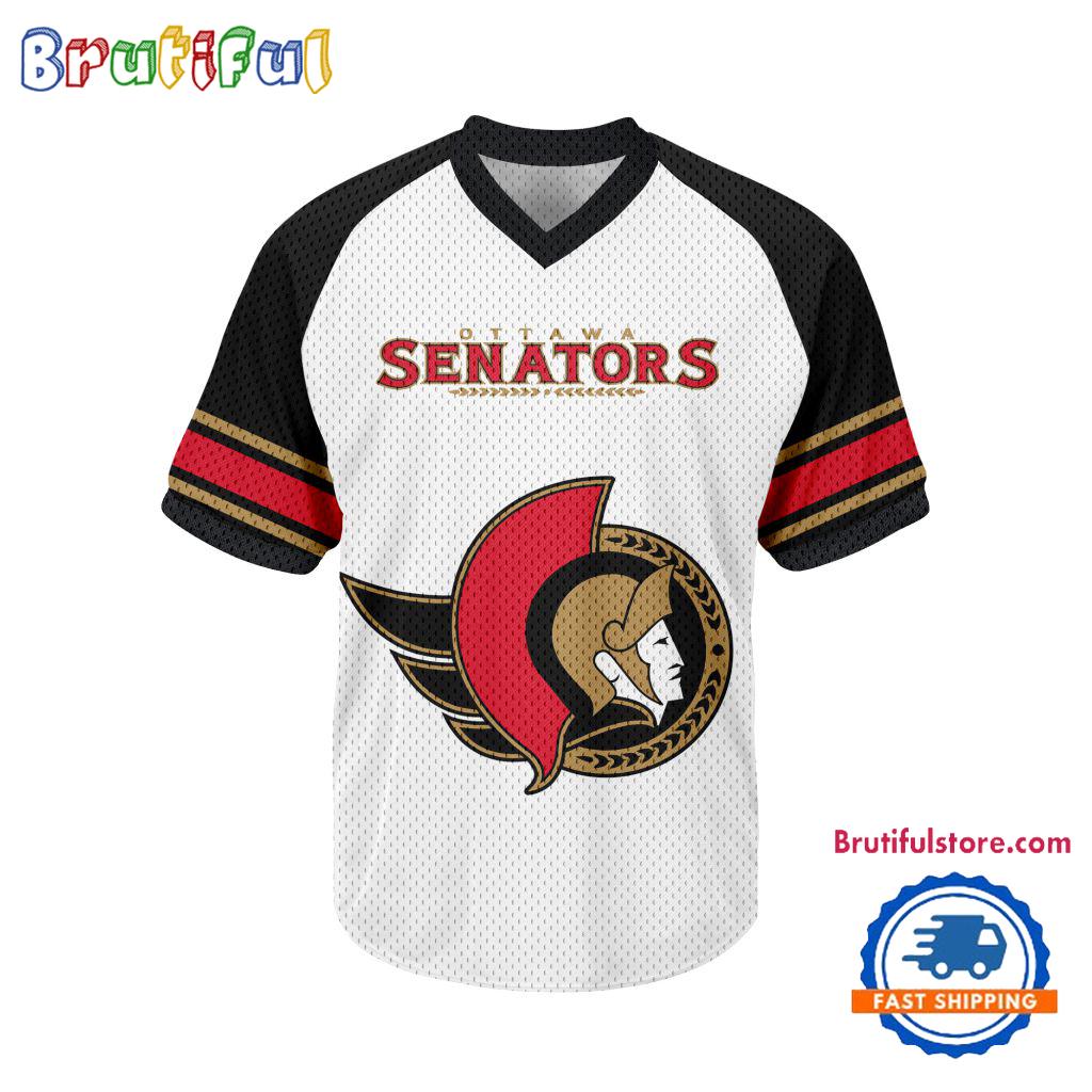 NHL Ottawa Senators Hockey Team Design V-neck Mesh Short Sleeve Jersey
