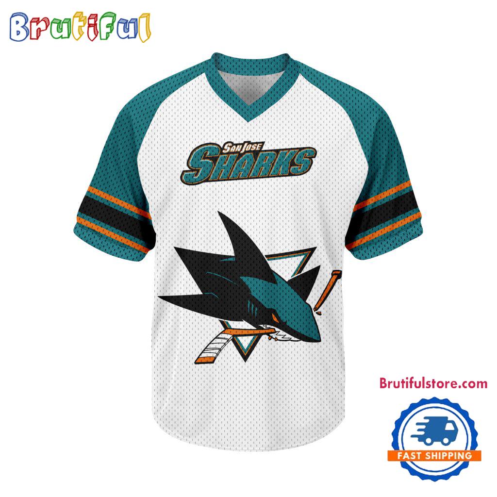 NHL San Jose Sharks Hockey Team Design V-neck Mesh Short Sleeve Jersey