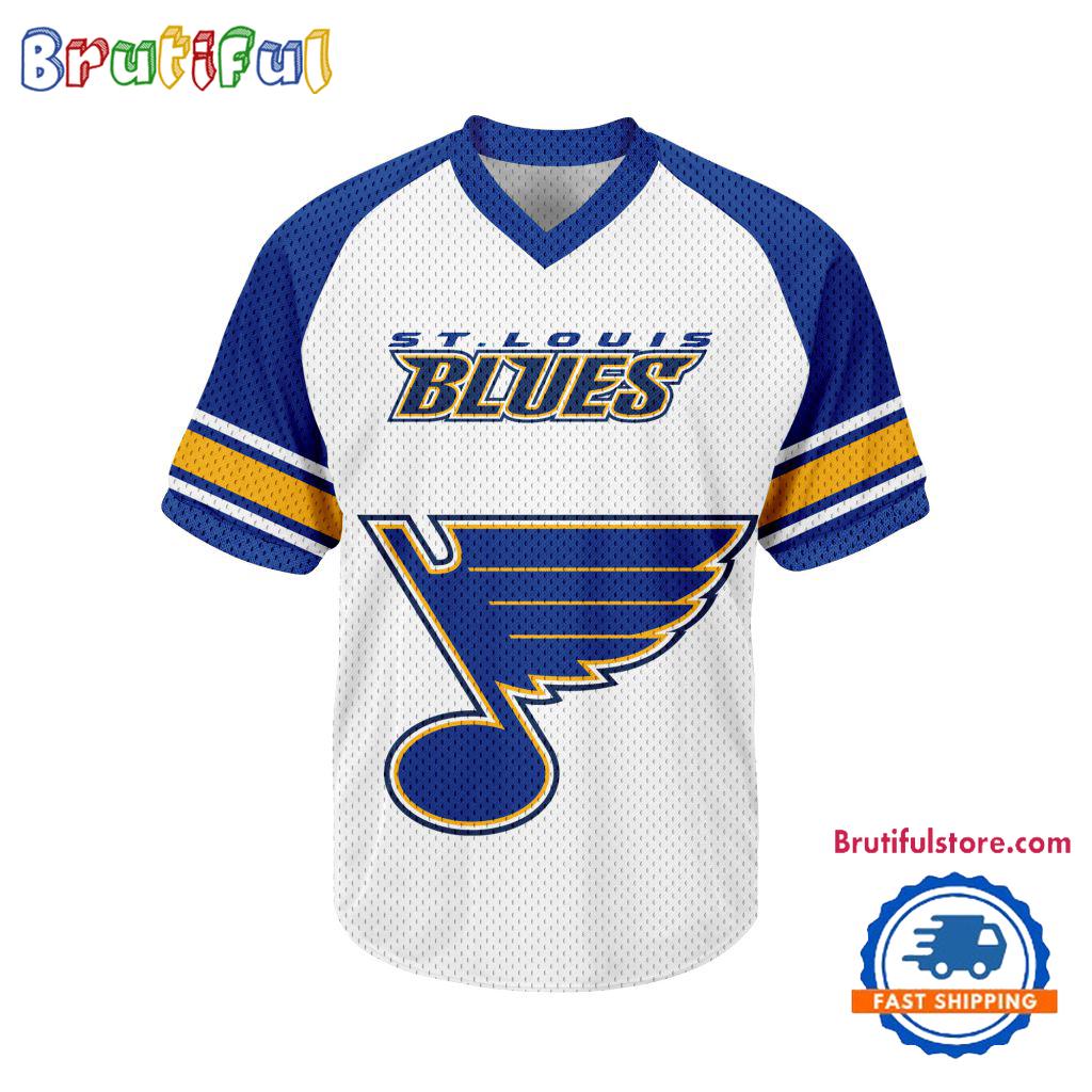 NHL St. Louis Blues Hockey Team Design V-neck Mesh Short Sleeve Jersey