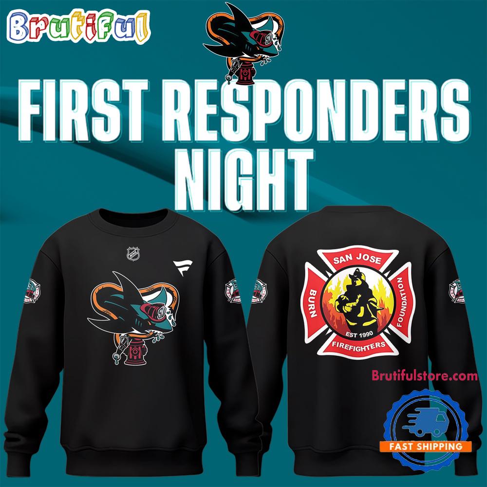 San Jose Sharks Barracuda x First Responders Night 2025 Black Sweatshirt