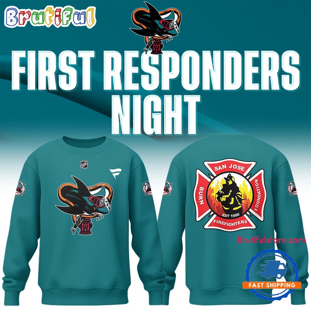 San Jose Sharks Barracuda x First Responders Night 3D All Over Print Sweatshirt