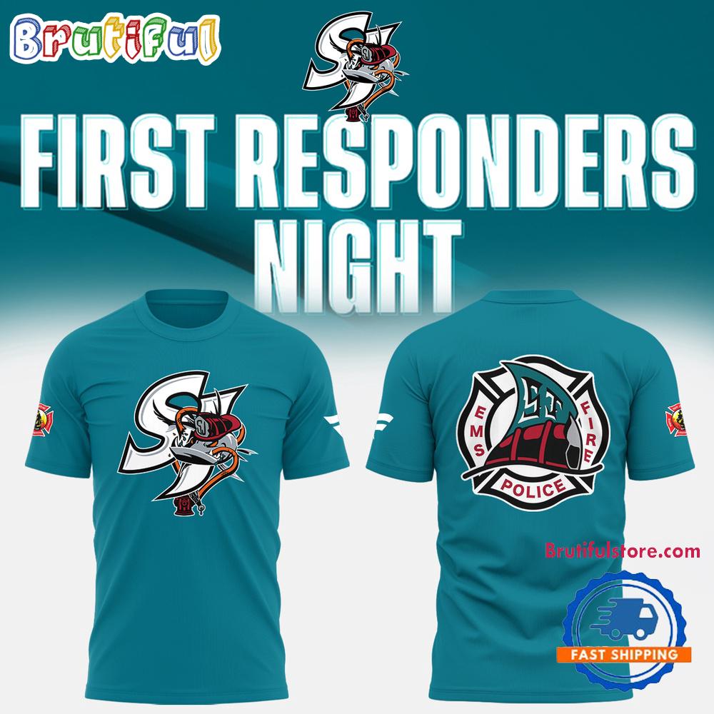 San Jose Sharks Barracuda x First Responders Night 3D All Over Print T Shirt