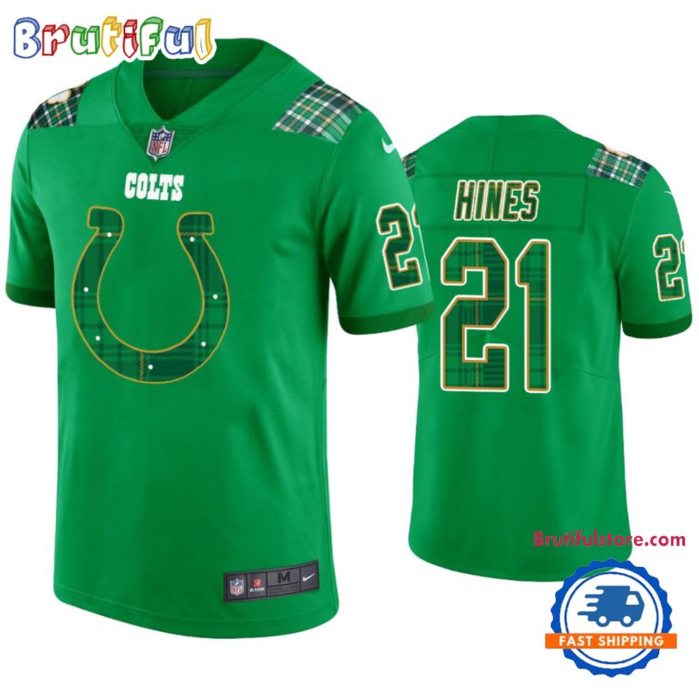 St. Patricks Day Indianapolis Colts #21 Nyheim Hines Kelly Green Football Jersey