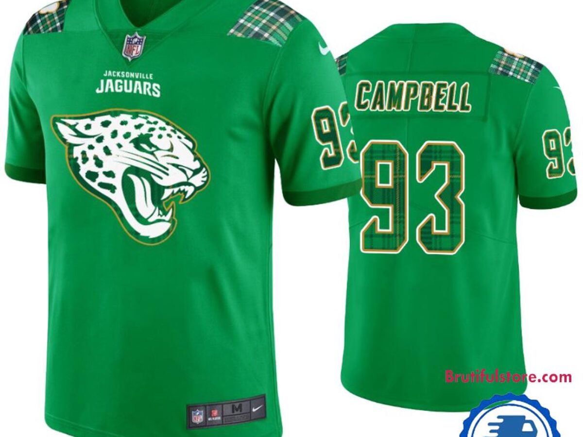 St. Patricks Day Jacksonville Jaguars #93 Calais Campbell Kelly
