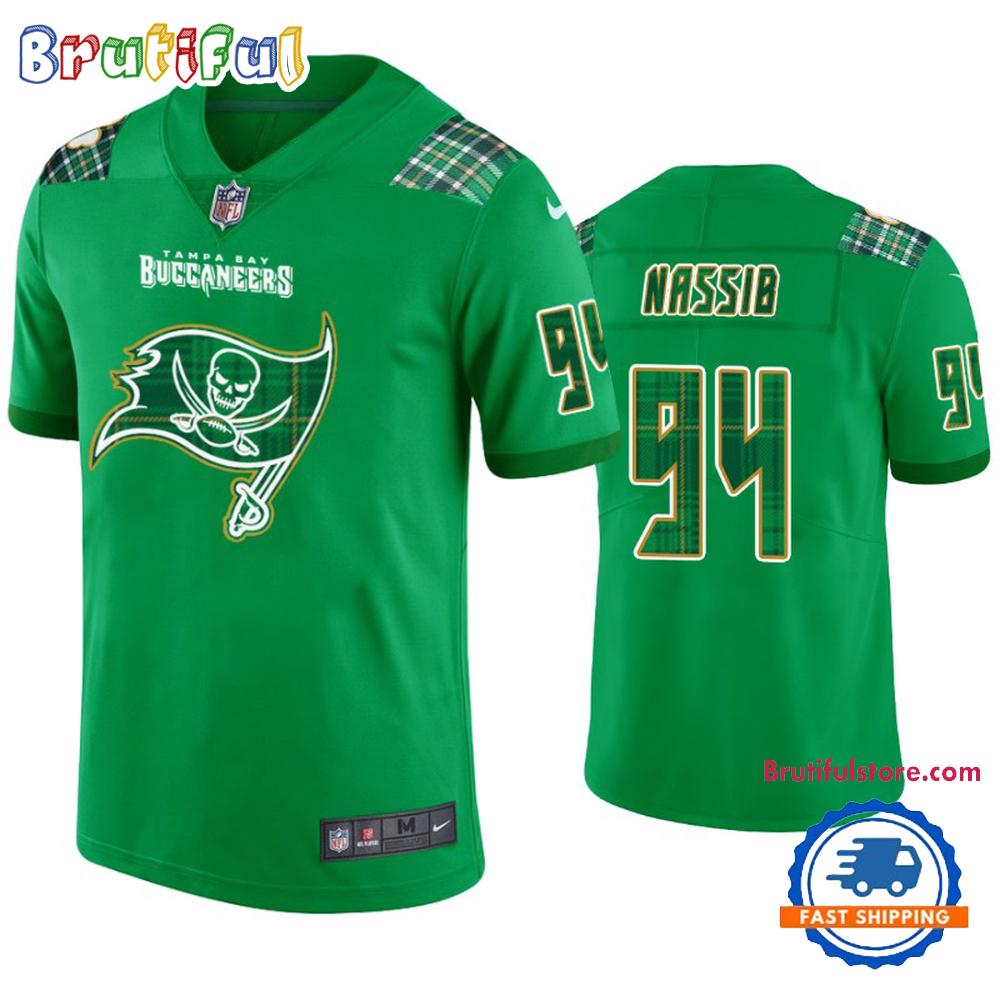 St. Patricks Day Tampa Bay Buccaneers #94 Carl Nassib Kelly Green Football Jersey