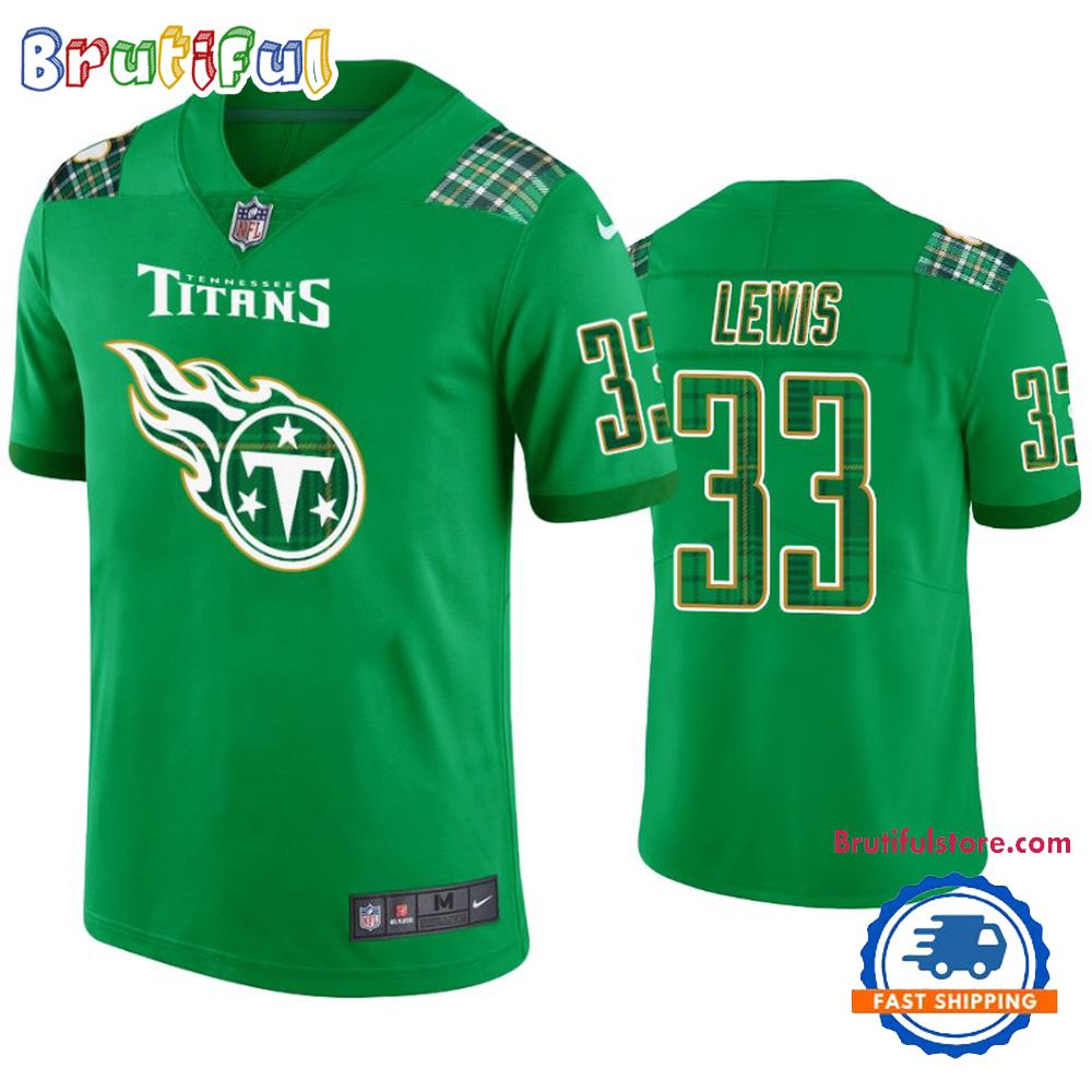 St. Patricks Day Tennessee Titans #33 Dion Lewis Kelly Green Football Jersey