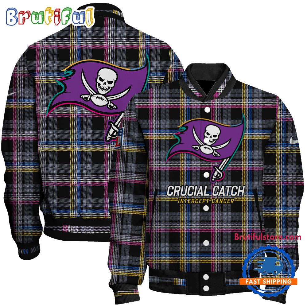 Tampa Bay Buccaneers National Football League Crucial Catch Intercept Cancer Unisex Varsity Jacket