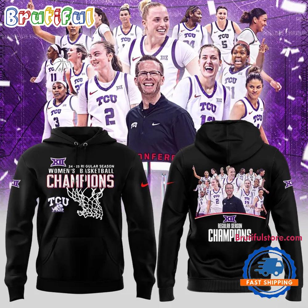 TCU Horned Frogs Women’s Basketball Special New Big 12 Conference Champions 2025 Black Hoodie