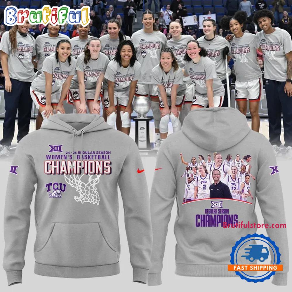 TCU Horned Frogs Women’s Basketball Special New Big 12 Conference Champions 2025 Grey Hoodie