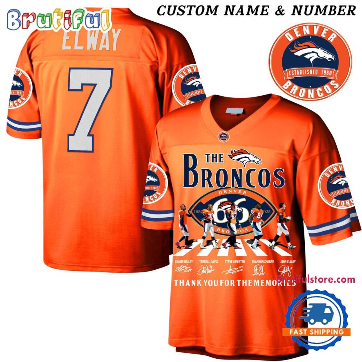 The Denver Broncos 66th Anniversary 1959-2025 Football Jersey