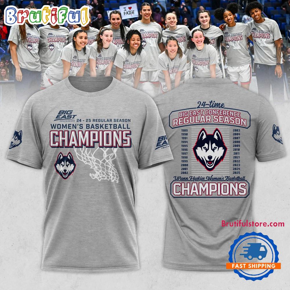 UConn Huskies 2025 Big East Women’s Basketball Regular Season Champions T Shirt