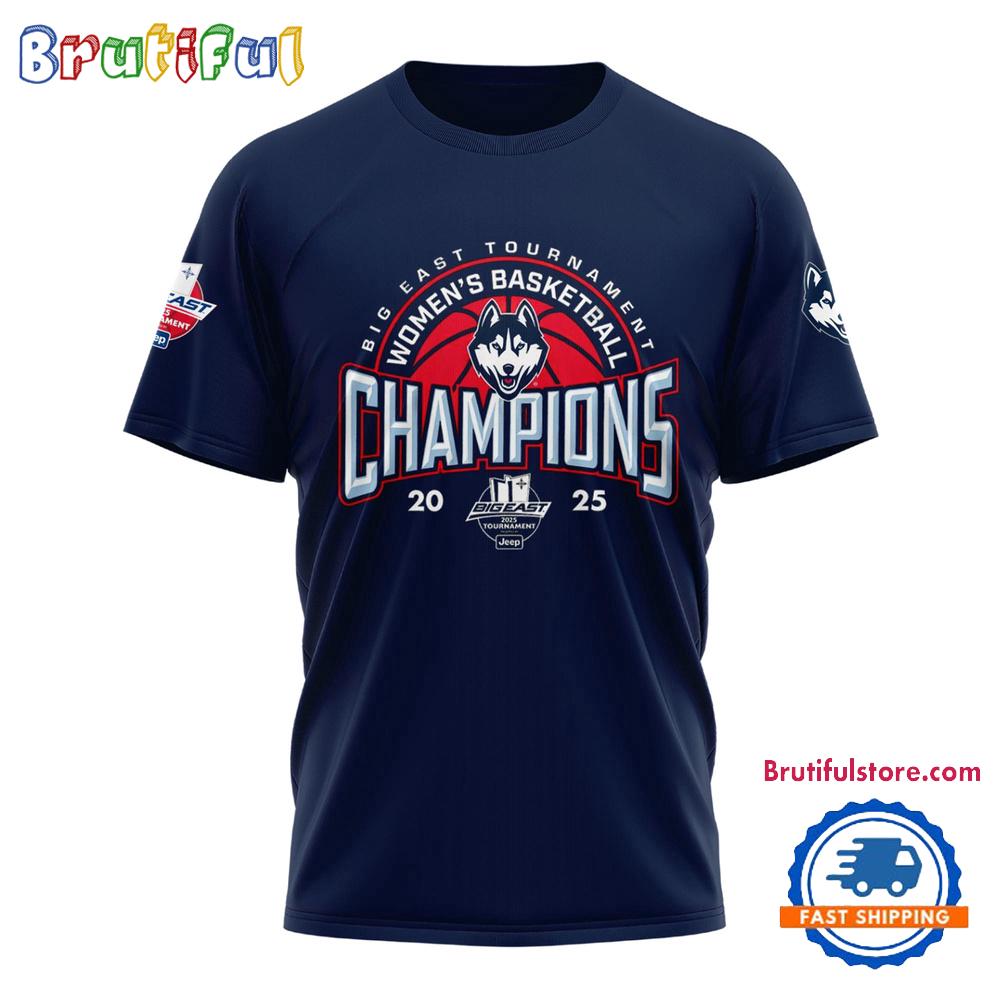 UConn Huskies Women’s Basketball 2025 BIG EAST Tournament Champions Limited New T Shirt
