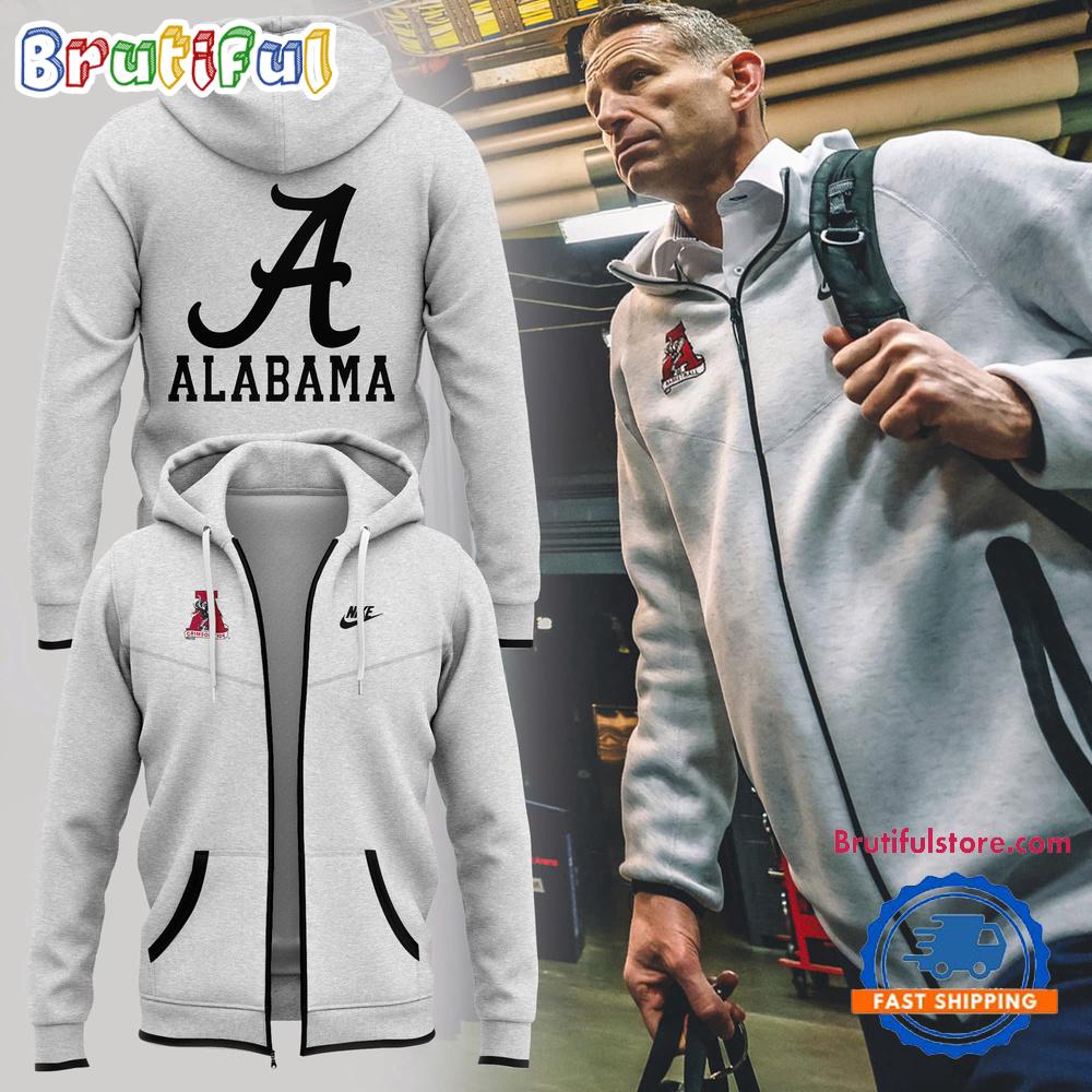 Alabama Crimson Tide Special New Coach Nate Oats Uniform Black And White Zip Hoodie