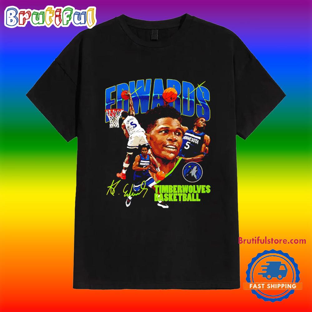 Anthony Edwards Minnesota Timberwolves Collage Signature T Shirt