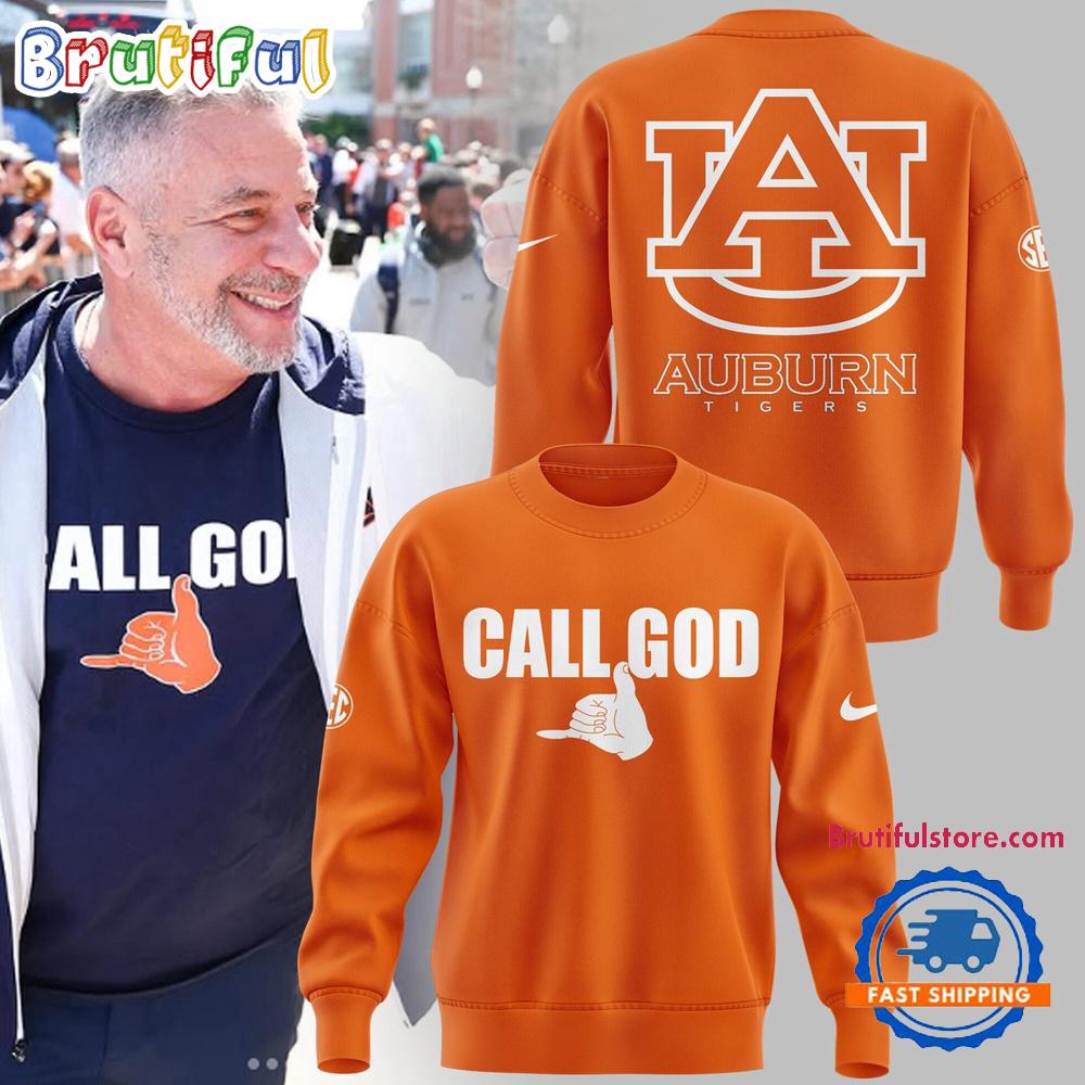 Auburn Tigers Basketball CALL GOD 3D Print Orange Sweatshirt