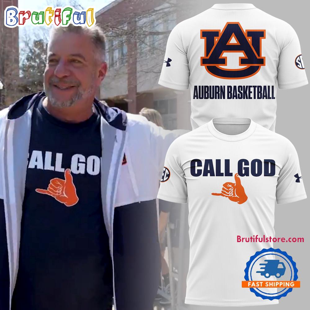 Auburn Tigers Basketball CALL GOD 3D Print White T Shirt
