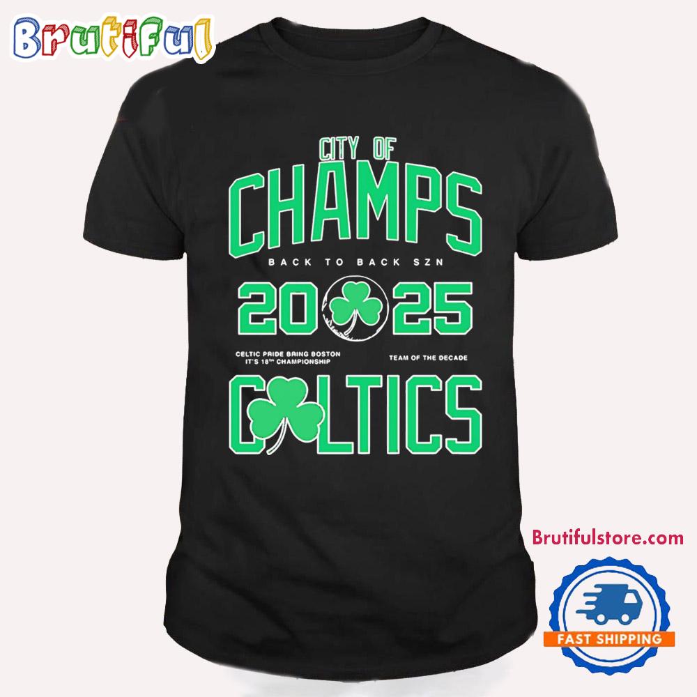 Boston Celtics City of Champs Back to Back 2025 T Shirt