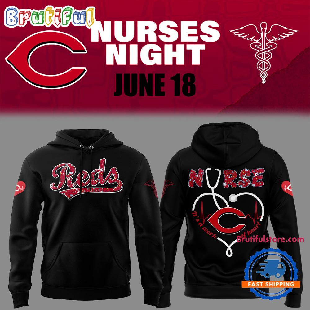Cincinnati Reds NURSES NIGHT 2025 Black Hoodie Shirt