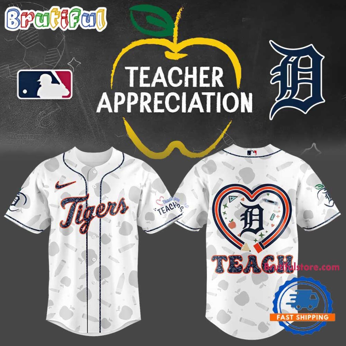 Detroit Tigers Teacher Appreciation 2025 Baseball Jersey