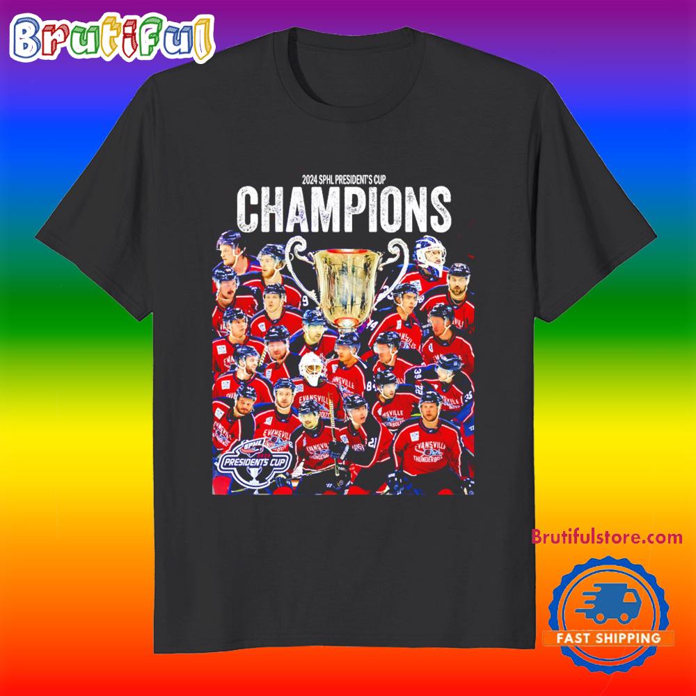 Evansville Thunderbolts 2025 Sphl President’s Cup Champions Poster T Shirt